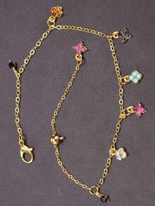 1pc Dopamine Colorful Flower Pendant Anklet, Delicate & Elegant High-End Luxury Layered Anklet For Women - Multicolor - View 4