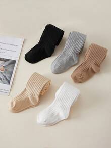 5pcs/Pack Girls Ribbed Tight Leggings, Versatile All-Match Wear, Suitable For School Uniform, Outdoor Activities