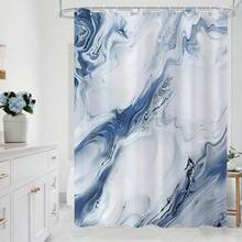 M  Blue Marble Shower Curtain Modern Abstract Blue And Grey Ombre Marble Art Bathroom Curtain Waterproof Fabric Machine Washable With Hooks 72 Wx72 L - Màu xanh lam - Xem 2
