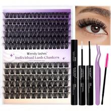 Lash Clusters Kit Using At Home: Eyelash Extensions, Ultra - Light, Natural, Fluffy, Wispy, Waterproof, Anime, Manga, Eye, D Curl, 16 - 20mm, C3+C9, FT126