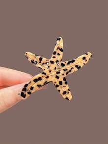 1pc Women's 7.5cm/2.95in Brown, White, Red, Tortoiseshell Ombre Acetate Starfish Hair Clip, Fashion Versatile High-End Elegant Simple Solid Color Edge Hair Accessory Suitable For Daily Casual, Party, Commute, Beach, Vacation, Ponytail, Bun, Face Washing, Makeup, Outfit Matching, Claw Clips, Hair Claws, Hair Slide, Hair Barrettes