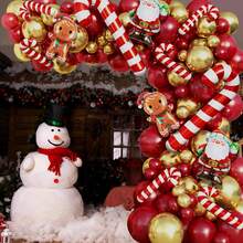 125pcs Christmas-Themed Balloon Garland Arch Set ,Includes Gingerbread Man, Santa Claus, And Candy Cane Foil Balloons, As Well As Retro Red And Gold Latex Balloons. Perfect For Christmas, Christmas Eve Parties, New Year's Parties, Baby Showers, Birthday Parties, Family Gatherings, And Christmas Decorations. - Multicolor - View 6