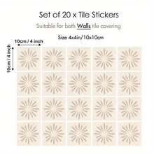 20 miếng dán vinyl hình tia nắng đất nung phong cách Boho 4x4 inch, chống thấm nước, tự dính, dùng để trang trí tường bếp, bậc cầu thang, phong cách Bohemian cổ điển, dễ dán, tranh dán tường trang trí nhà cửa. - Nhiều màu - Xem 11