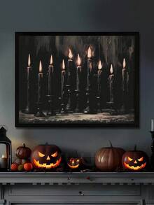 1 pieza Pintura de arte de pared de vela de Halloween vintage, estilo gótico y academia oscura, impresiones fantasiosas góticas y de academia oscura de terror, decoración de otoño y Halloween para dormitorio, sala de estar, oficina, comedor, cocina, sala de estudio, pasillo, dormitorio, baño, regalo ideal para amigos, arte de pared, decoración del hogar, decoración de habitación, arte de pared en lienzo, pósteres, sin marco