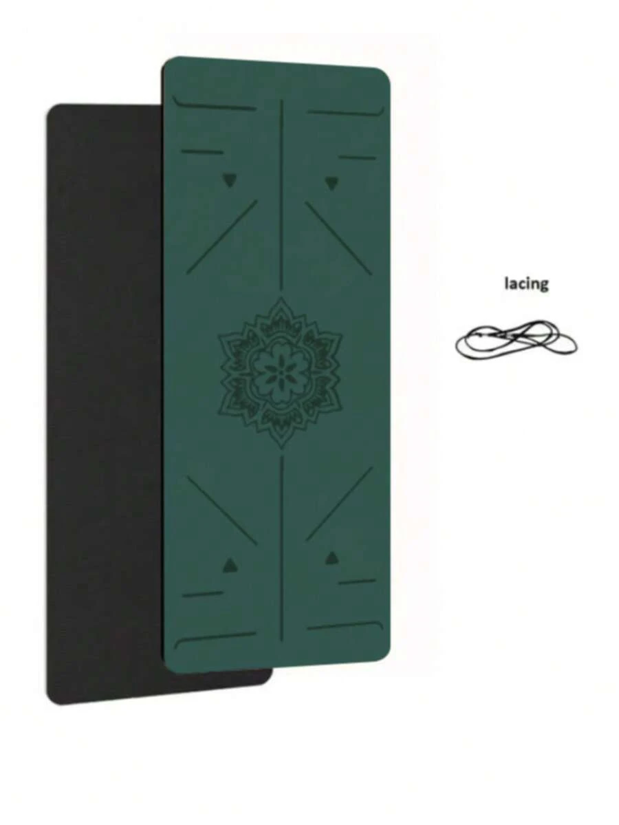 1 Thảm tập Yoga TPE có vạch căn chỉnh, Thảm tập thể dục dày chống trượt, hấp thụ sốc, Thảm nhảy dây có dây đeo, Màu ngẫu nhiên