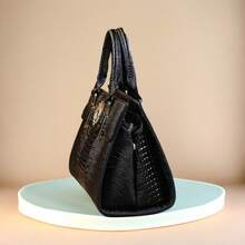 Bolso de mano con estampado de cocodrilo, bolso de hombro elegante de piel sintética con cremallera y correa ajustable para mujeres