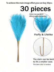 10支仿真芦苇草，波西米亚风装饰，逼真蓬松的蒲苇草，高挑柔软的仿真花，可用于花瓶填充，乡村风家居厨房波西米亚风装饰，房间装饰，婚礼派对装饰（蓝色），秋季装饰，仿真植物 - 天藍色 - 查看 10