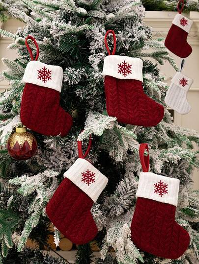 Knit Christmas Snowflake Stockings, Small Xmas Hanging Stockings, Double Sided Fireplace Hanging Socks, Perfect For Christmas Party Decoration, New Year Gift Favors, Personalized Initial Stocking, Family Holiday Decor, Stocking Stuffers, Festive Home Accents, Holiday Mantel Display, Secret Santa, Gift Exchange, High-Conversion Keywords For Holiday Shopping, Must-Have For End-Of-Year Celebrations, Ideal For Kids, Adults, And Family Gatherings.