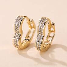 1 对简约时尚心形镶嵌耳钉情人节