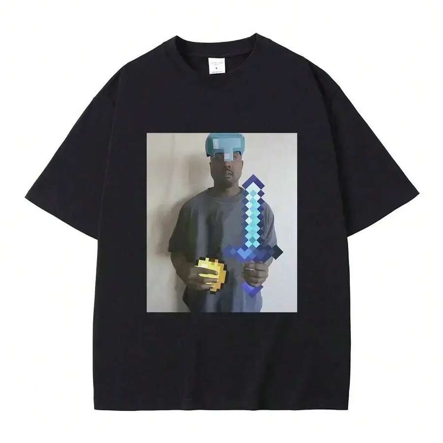 Vintage Funny  Meme T-Shirt Men's Hip Hop Rap Style Tshirt Men Women Short Sleeve T Shirt Streetwear_1 - 黑色 - 查看 1