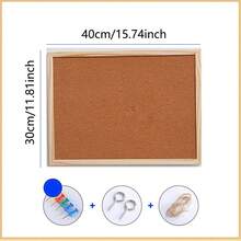 24英寸×16英寸/16英寸×12英寸/12英寸×8英寸多功能橡木色软木板，壁挂式公告板、钉板、照片墙、企业文化展示板、计划板、装饰墙、每日提醒板，新学年伊始学校和宿舍必备 - 棕色 - 查看 14
