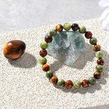 波西米亚风格复古金钱吊坠手链，配虎眼石 - 天然石，幸运吊坠首饰，适合男女日常佩戴和送礼，四季配饰，礼品|波西米亚风格|天然石珠 - A型 - 查看 2