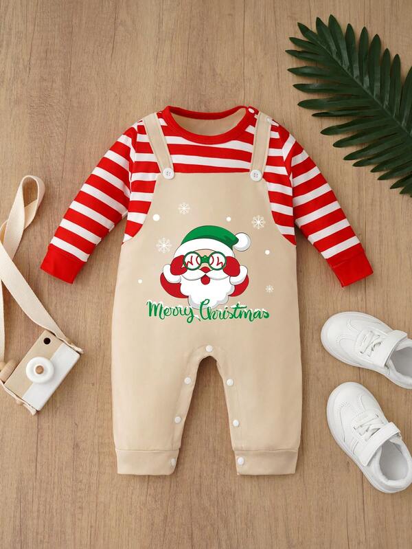 Christmas Baby Boy Girl Outfit Newborn Santa Claus Clothes Long Sleeve Romper Jumpsuit Fall Winter Clothes
