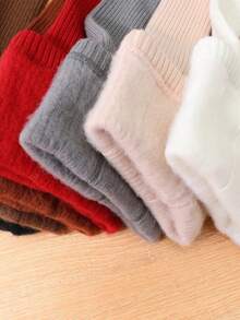 1/7 件女童纯色保暖紧身裤，保暖内衬，适合 5°C 以下，秋冬季休闲竖条纹打底裤