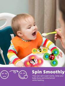 1/3 件吸盘旋转玩具，适合婴幼儿 - 感官沐浴和早期教育学习玩具，适合 3 个月以上男孩女孩的理想 1 岁生日礼物和圣诞礼物