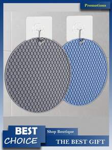 Dessous de plat rond épais en silicone résistant à la chaleur, facile à nettoyer, set de dessous de plat noirs résistants à la chaleur. Set de dessous de plat en silicone - Maniques résistantes à la chaleur antidérapantes, ustensiles de cuisine antidérapants pour la maison, tapis d'isolation en nid d'abeille, tapis de table à manger, tapis de casserole, tapis de table à manger, tapis de tasse pour la cuisine