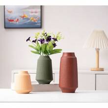 DCeramic Vase Set Of 3 Modern Multicolor Pattern Flower Vases For Home Decor Office Centerpieces Boho Farmhouse Style  Orange10 - Redgreenorange - View 4