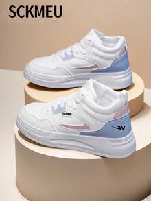 SCKMEU 1對時尚女士運動休閒板鞋，全配式高筒靴，適用於學生