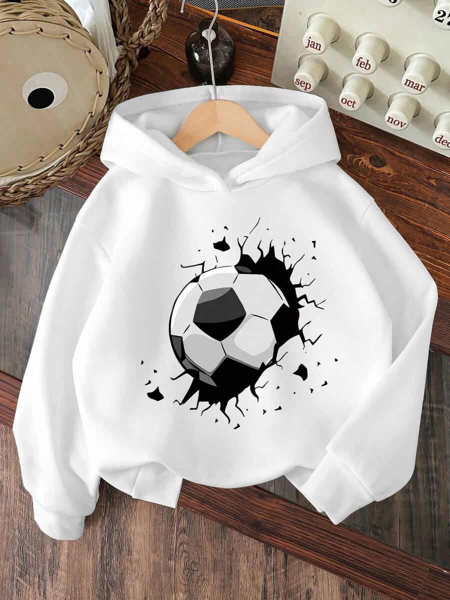 Young Boy Cartoon Pattern Warm Hoodie