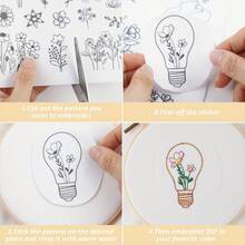 [100pcs Embroidery Stabilizer] 100pcs Water Soluble Embroidery Stabilizer Set | Pre-Printed Butterfly Mushroom Flower Pattern | Suitable For DIY Sewing And Knitting Enthusiasts - Multicolor - View 2