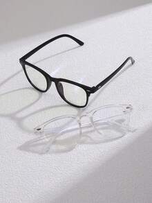 2 pares de gafas redondas con remaches decorativos transparentes para hombres, gafas de moda versátiles y clásicas que se adaptan a varias formas de rostro, apropiadas para uso diario, vuelta al colegio, lectura, computadora, TV, juegos