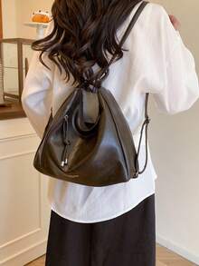 韩版时尚女新款链条肩带背包休闲大容量多功能单肩包，