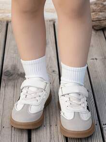 1 双女童休闲运动鞋，软底秋季运动跑步鞋，低帮复古运动鞋 - 米色 - 查看 3