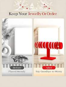 1 Pieza Soporte de exhibición de pulseras de terciopelo, Soporte de exhibición de relojes, Estante de almacenamiento de joyas para collares, pulseras y colgantes, Organizador de escritorio de moda, Regalo ideal para el Día de San Valentín