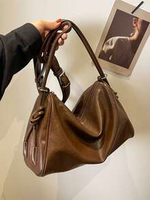 Bolso de almohada de gran capacidad vintage para mujer, nueva moda de piel suave 2025 versátil para cruzar el hombro y llevar debajo del brazo, adecuado para ir al trabajo, otoño/invierno