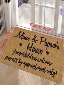 1pc New Mimi & Pawpaw's House Welcome Mat, Suitable For Living Room, Bedroom, Indoor - Machine Washable - Flannel Material, Soft Wrapped, Skin-Friendly, No Pilling, Water-Resistant Easy Care, Odorless - Ideal For Home Decor, Room Decor, Living Room Rug, Bedroom Rug, Bathroom Rug, Kitchen Rug, Area Rug, Hotel Decor - Area Rug, All Season Use.