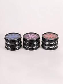 1 Metal Grinder - Four Layer Manual Crusher, Designed With Red And Purple Snowflakes, Made Of Zinc Alloy Material - Portable Smoking Tool Gift, Fashionable Smoking Tool, Metal Food Grinder.