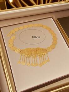 Herseygold 土耳其库尔德镀金女士腰带，配阿拉伯中东硬币链，适合节日婚礼服饰首饰 - 金色 - 查看 4