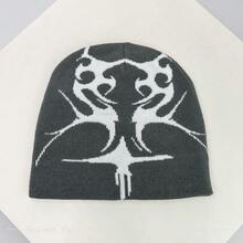 1 件秋冬美国街头风格提花火焰针织帽,温暖时尚个性化滑雪帽秋季 - 彩色 - 查看 10