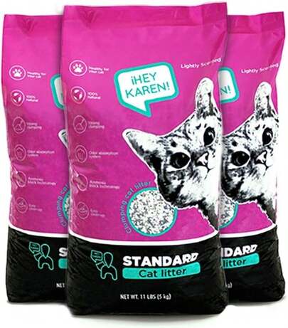 ?Hey Karen!  para Gato 15 kg, Standard, Elimina olores al Contacto, Rápida Absorción, Baja en Polvo, Limpieza fácil, con Aroma | 3 Bolsas de 5kg c\/u