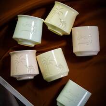 1 pieza Taza de espresso de cerámica, taza de té, diseño hueco creativo, estilo del desierto de Oriente Medio, árbol de coco de camello, la belleza del arte del vasto desierto, taza simple y exquisita de alta gama, resistente a altas temperaturas, sensación cómoda, alta calidad, taza de té para oficina y hogar, muy adecuada para uso personal o regalo