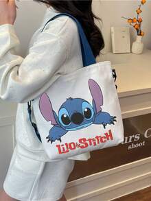 1 Stück Stitch Tasche für Frauen, kann an einer Schulter oder quer über den Körper getragen werden, große Kapazität, süße Cartoon-Shopper-Umhängetasche, ideal für den täglichen Gebrauch unterwegs (einige Teile können zufällig sein)