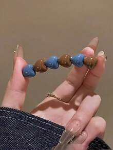 1pc/2pcs Solid Color Casual Acrylic Heart Shaped Barrette, Sweet Front Bangs Clip Hair Accessory, Claw Clips, Hair Slide, Hair Barrettes