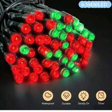 1 Pack 20/100/200 Solar Powered LED String Lights, Auto On/Off - IP54 High Quality Outdoor/Indoor Christmas Lights, 8 Lighting Modes (Flashing/Steady/Chasing/Party), Solar Panel Charging, Red & Green Fairy Lights, Suitable For Christmas Tree, Garden, Patio, Party Decor - Energy Efficient Solar String Lights, Solar Christmas Lights, Garden Lighting, Decorative Lighting, Holiday Decor, Holiday Lighting, Waterproof Lights, Home Decor, Garden (Warm, Colorful, White, Red, Green)