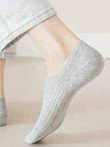 1/3/6 Pairs Solid Pinstripe Boat Socks, Simple Comfy & Breathable Socks, Women's Stockings & Hosiery(1/3/6 Pairs)  Plain    Fabric    Rib-Knit - Không khuôn - Xem 5