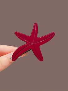 1pc Women's 7.5cm/2.95in Brown, White, Red, Tortoiseshell Ombre Acetate Starfish Hair Clip, Fashion Versatile High-End Elegant Simple Solid Color Edge Hair Accessory Suitable For Daily Casual, Party, Commute, Beach, Vacation, Ponytail, Bun, Face Washing, Makeup, Outfit Matching, Claw Clips, Hair Claws, Hair Slide, Hair Barrettes