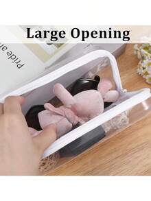 2 Pcs Clear Hard Shell Zipper Case, Portable Clear Zipper Pouches Hard Shell, Waterproof Plastic Transparent Storage Box Set With Double Zips For Cosmetic Stationery Toy Snack Storage