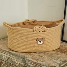 Solid Color Thickened Foldable Laundry Basket, Blanket Basket, Handwoven Basket With Handle, For Storing Clothes, Blankets, Quilts, Pillows, Toys, Miscellaneous Items, Shoes, Suitable For Bedroom, Laundry Room, Hallway