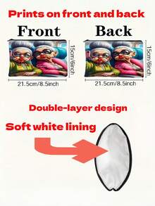 1 Borsa cosmetica reversibile con due motivi a tema nonna, borsa da toilette da viaggio a doppio strato con tasche interne, portamonete per uso domestico, custodia per articoli di cancelleria per studenti, regalo ideale per Natale, Ognissanti, compleanni, cerimonie di laurea, per donne, amici, famiglia, bambini, borsa per forniture scolastiche, organizzatore per cavi da viaggio e cosmetici