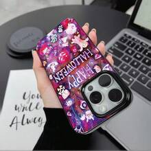 1pc Funda de Teléfono Apple de Halloween Fantasma Calabaza Búho Cráneo Negra con Agujero Grande, con Buena Textura y Función Antigolpes, Material TPU Resistente a la Suciedad, Protección Engrosada Antigolpes Antideslizante, para IPHONE Iphone17/17Air/17Pro/17Promax/16/16Plus/16Pro/16Promax/15Pro/15Plus/15Promax/15/14Plus/14Promax/14Pro/14/13Pro/13Promax/13/12Pro/12Promax/12/11Promax/11/X/Xs/ Xsmaxphonecase, para la Serie Iphone, Proporciona Protección para la Lente, y como Funda Protectora, Adecuada para - Blanco y Negro - Ver 7