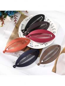 12cm Banana Hair Clip For Women/Solid Oval Clip/Ponytail Holder/Accessory For Girls And Women/Fish Style - Màu Đỏ Sâu - Xem 2