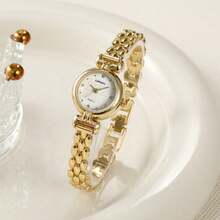 Women's Fashion Creative Multifunctional Compact Quartz Watch, Suitable For Daily Wear, Birthday Gift, Back To School, Thanksgiving, Romantic Occasions, Perfect Gift - Gold - View 10