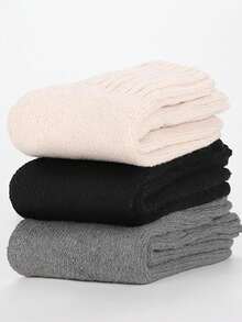 1/2/3双装女士加厚保暖中筒袜，保暖睡袜，产后加厚长袜，秋冬季舒适袜 - 彩色 - 查看 3