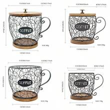 Large & Small Size Woven Wood & Iron Wire Art Coffee Basket, Kitchen Coffee Corner/Dining Table Decor