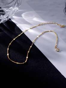 1pc S925 Sterling Silver Sparkling Cube Anklet, Simple & Elegant Design, Hypoallergenic, Classic Style Suitable For Women & Men Everyday Wear, Holiday, Perfect Jewelry Gift