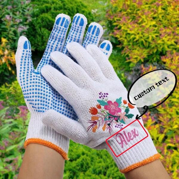 Customized Garden Gloves With Name Or Text, Personalized Flower Work Gloves For Women, Durable Gardening Protective Gloves For Outdoor Yard Work, Planting, Wedding, And Landscaping, Comfortable Breathable Fabric For Long Use, Stylish Outside Gloves For Spring And Summer Gardening, Perfect Birthday Gift For Mom, Grandma, Friends, Garden Lovers And Women Who Enjoy Planting, Unique Customizable Gardening Accessory For Daily Use And Holiday Gifts